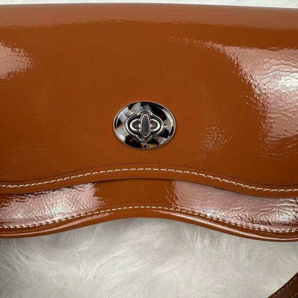 COACH Mini Wavy Dinky Bag In Crinkle Patent Coachtopia Leather Crossbody Amber - Picture 11 of 12